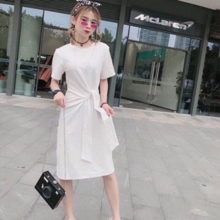 Váy cotton hot trắng hình ảnh thật đi kèm