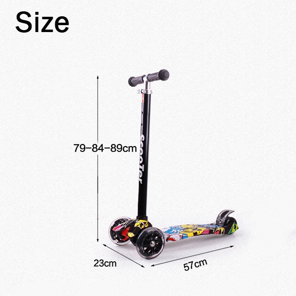 Xe trượt scooter 3 bánh phát sáng JESSE màu Graffiti tải trọng 80kg. Hàng Chính Hãng.