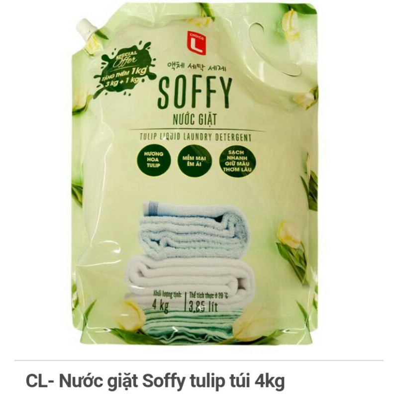 CL- Nước Xả Vải Softy Hương Từ Đinh Hương/ hoa hướng dương/ nước giặt tulip Túi 4L
