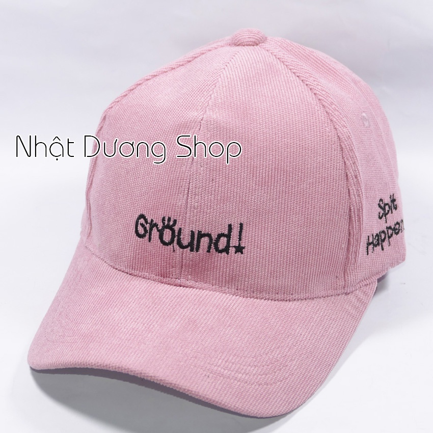 Mũ lưỡi trai ❤️ Nón kết thêu hình chữ Ground chất liệu nhung tăm cao cấp form unisex nam nữ