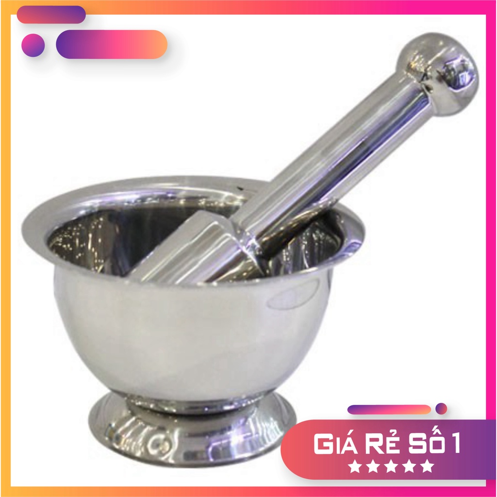 Bộ Cối Chày làm bằng inox 304 đường kính 17cm dùng để giã thức ăn, giã cua chống nấm mốc