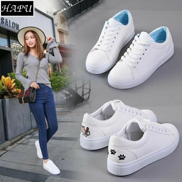 Giày nữ giày Sneaker phong cách Style Hàn Quốc  mèo thêu gót