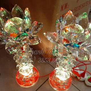 Bộ Đèn Thờ Sen Pha Lê Mà:0443