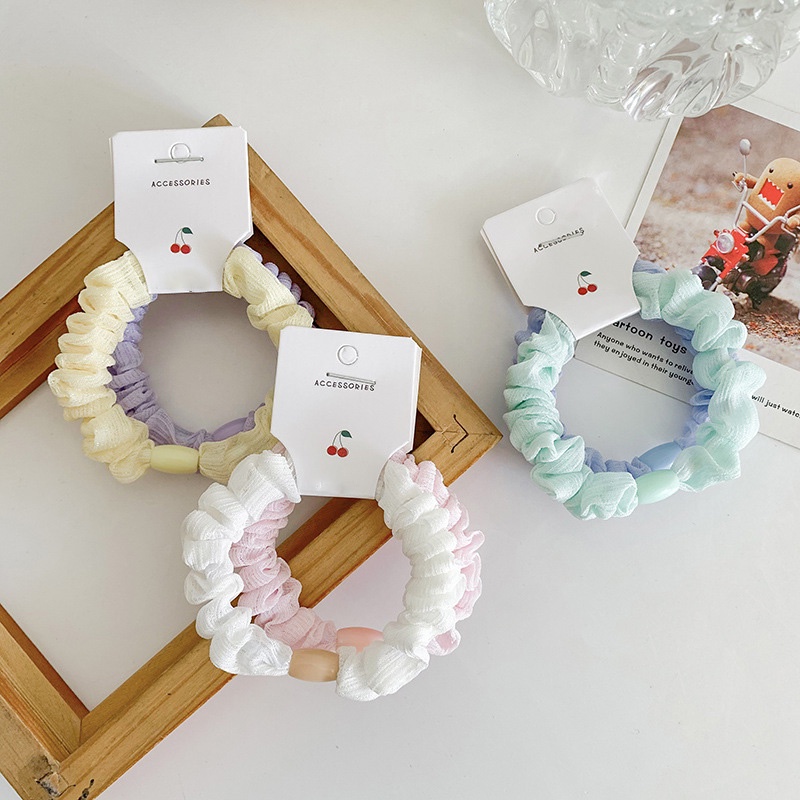 Set 2 Dây Cột Tóc Vải Màu Pastel Scrunchies Nhỏ Cột Tóc Buộc Tóc Phong Cách Hàn Quốc Hanada K5-V012