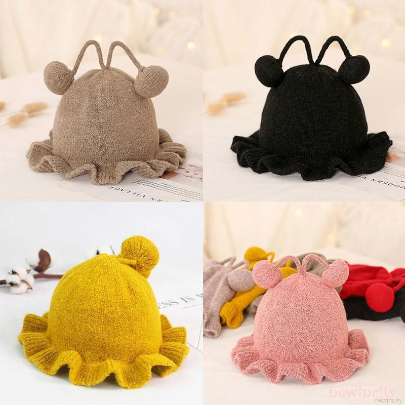 Nón xô màu trơn hoạ tiết hoạt hình phong cách Hàn Quốc cho bé