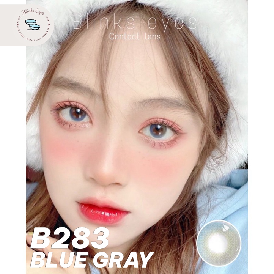 Lens Mắt Màu Xám Xanh Nhũ BLINKS EYES Kính Áp Tròng B283 Blue Gray Cho Mắt Cận 0-8 Độ Dùng Được 6 Tháng