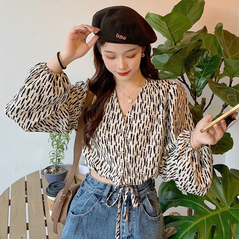 Áo Sơ Mi Tay Dài Dáng Rộng Họa Tiết Hoa Phong Cách Hàn Quốc Mới