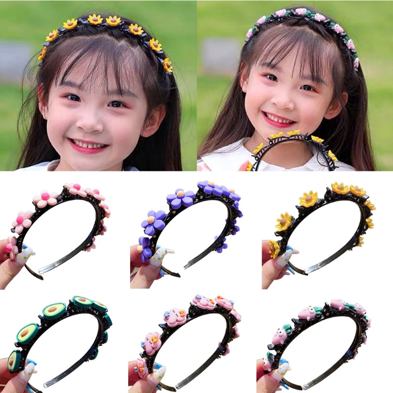 Băng Đô Cài Tóc Hai Lớp Họa Tiết Hoạt Hình Dễ Thương