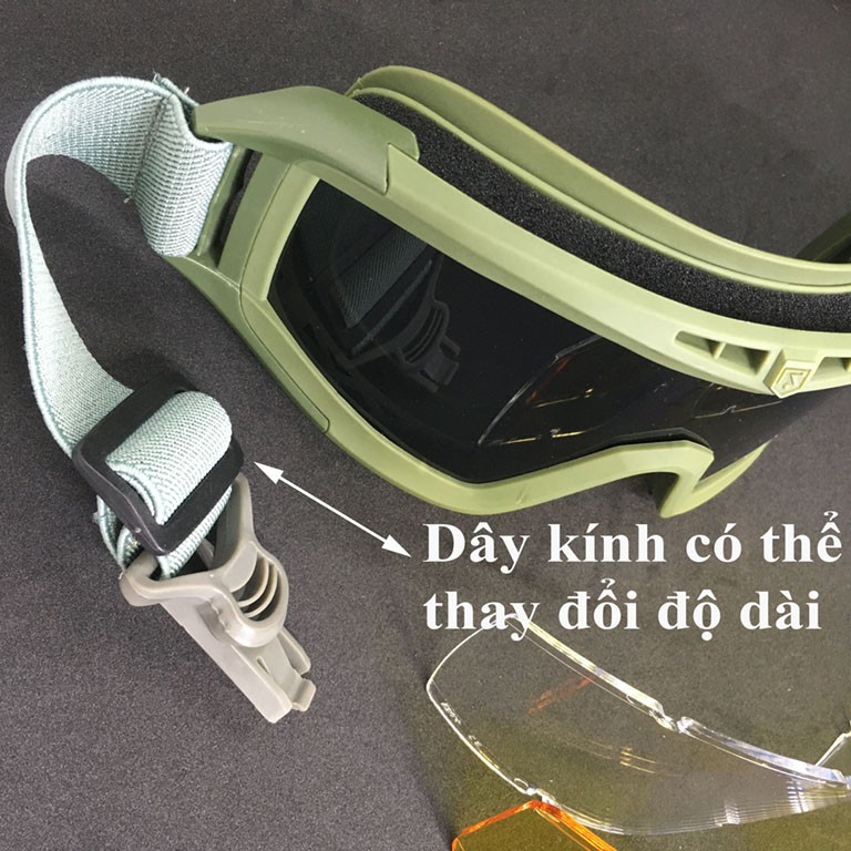 Kính Bảo Hộ Gài Rãnh 3 Tròng Cho Mũ Lính Mỹ