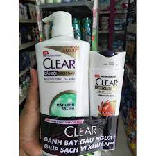 Dầu gội Clear bạc hà mát lạnh 650g tặng kèm Clear thảo dược 140g