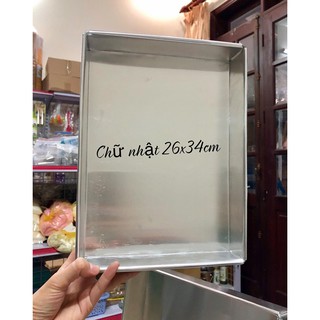 Khuôn nhôm chữ nhật gò 26*34cm (26,5*34 cm)