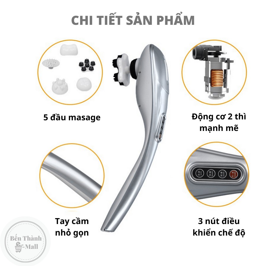 ✈️[Freeship] Máy massage cầm tay YC-701B 5 [5 đầu massage] [Công suất 25W]