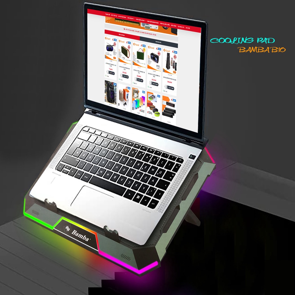 Đế tản nhiệt laptop B10 có Led RGB (4 Quạt) - Đế tản nhiệt Laptop 4 fan có Led RGB