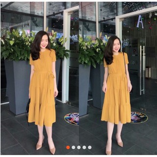 Váy mango 3 tầng màu vàng