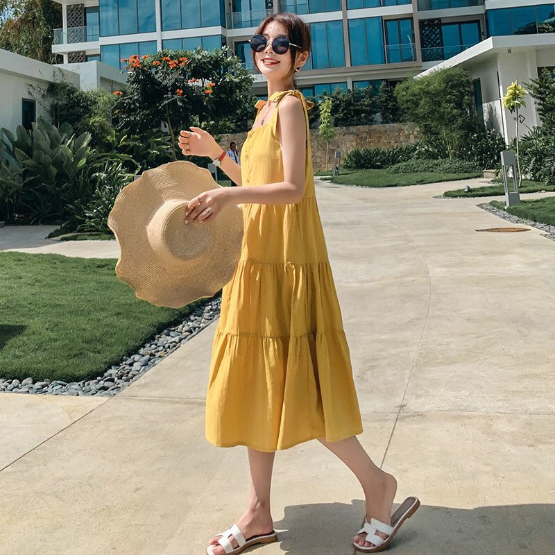 Đầm nữ , hai dây  dễ thương, thời trang, chất chéo nhung, thoáng mát,phù hợp đi tiệc đi du lịch YT. 01872