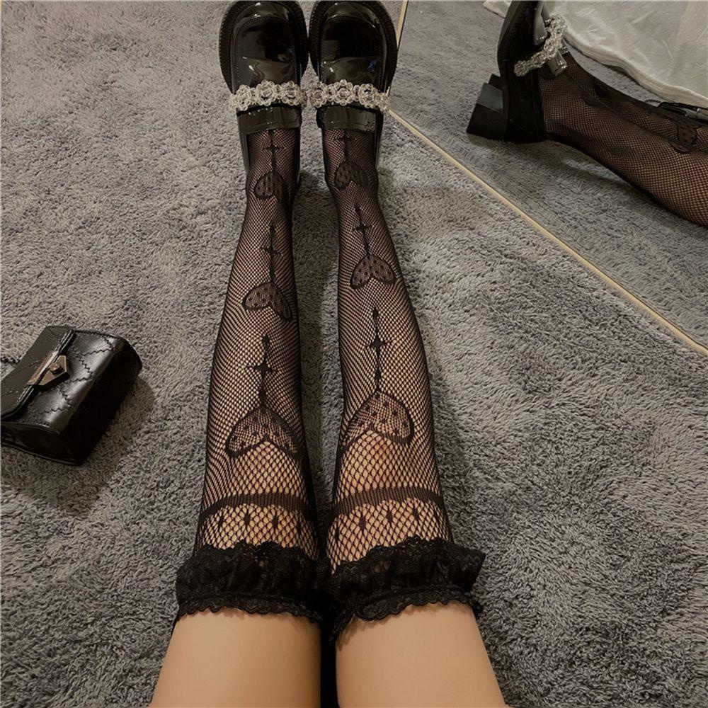 SOMEDAYZL Đôi Tất Lưới Dài Trên Đầu Gối Phối Ren Hoa Gợi Cảm Dành Cho Nữ