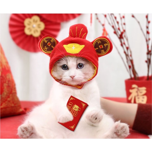 Mũ Thần Tài Tết Cho Chó Mèo Thú Cưng