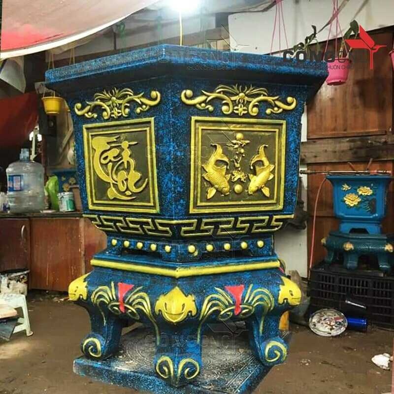 Khuôn Làm Chậu Xi Măng Lục Giác 60 Có Đôn Kỷ