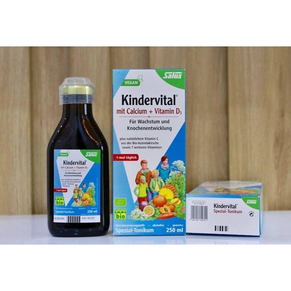 Siro Bổ Sung Canxi – Vitamin D3 Hữu Cơ Kindervital Salus 250ml