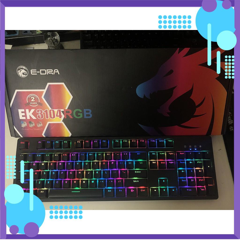 Bàn phím cơ E-DRA EK3104 - Màu đen - Led rgb - BH 24 tháng