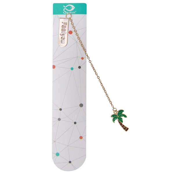 Bookmark Kẹp Sách Kim Loại Phối Charm Hình Cây Dừa