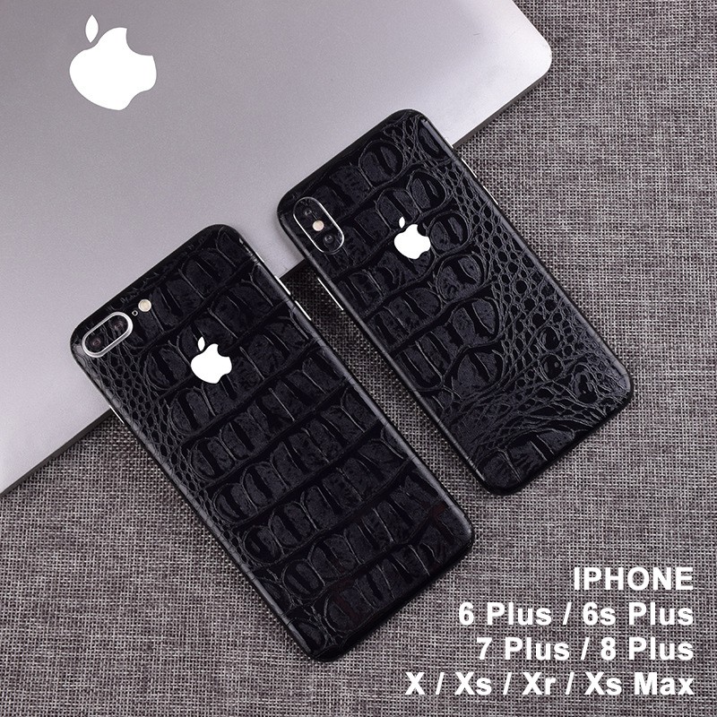 Miếng dán mặt lưng iphone giả da cá sấu full viền cao cấp