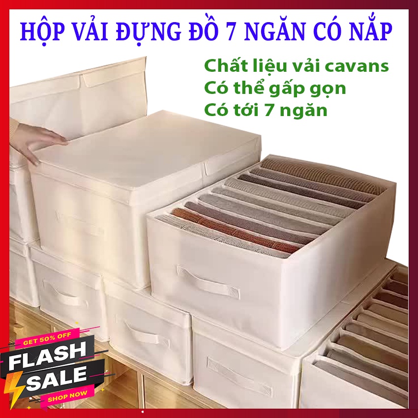 Hộp đựng quần áo, thùng chứa đồ chia 7 ngăn sắp xếp quần áo gọn gàng tiện dụng