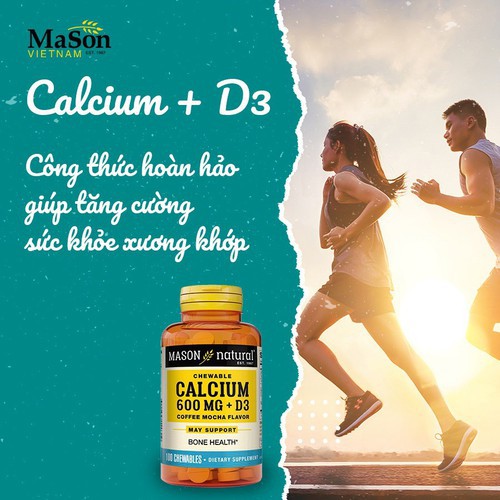 [MASON] Calcium 600mg + D3 Mason Natal Hộp 100 Viên - Hỗ Trợ Sức Khoẻ Xương Khớp