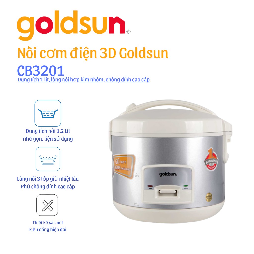 Nồi cơm điện Goldsun CB3201 Nắp gài 1L2 Hàng chính hãng Bảo hành 12 tháng