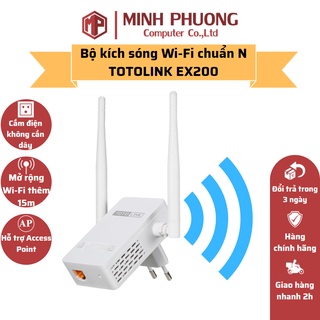 Bộ Kích Sóng Wifi Repeater 300Mbps Totolink Ex200 - Hàng chính hãng