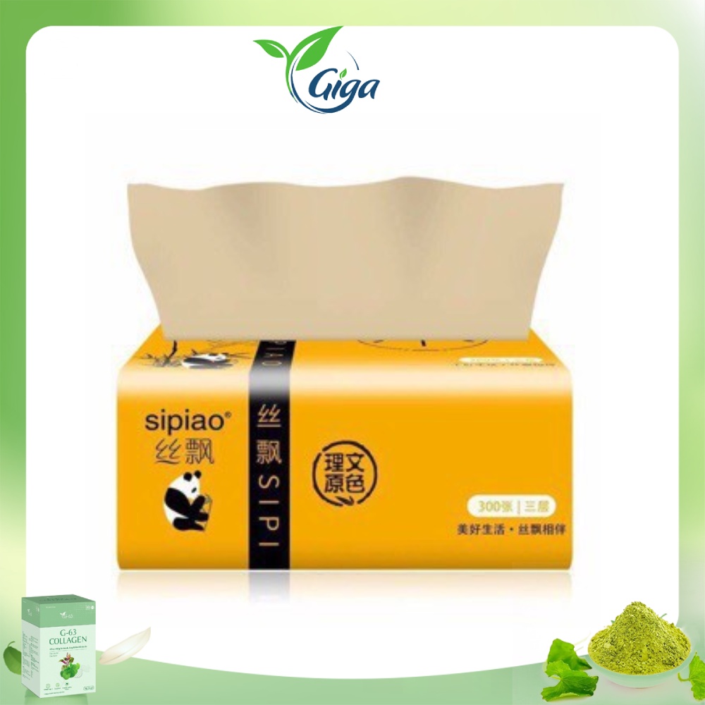 Giấy Ăn gấu Trúc Sipiao - Giấy ăn nội địa Trung siêu mềm, siêu dai, 1 bịch x 300 tờ