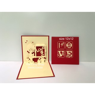 Cậu Bé 1 ( chậu hoa ) -  BOY - Love  -  Thiệp 3D
