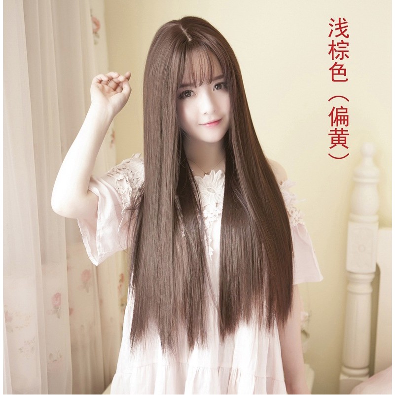 TẶNG LƯỚI Tóc giả nữ cả đầu thẳng dài 60cm Hàn Quốc - TG87