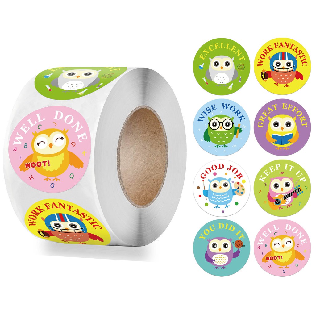 Stickers cuộn khen thưởng cho bé, khích lệ bé học tập 500 sticker/1 cuộn - English For Kid