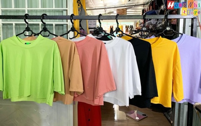 Áo Croptop Trơn Màu Tím Tay Lửng Form Rộng Oversize Ulzzang - MM