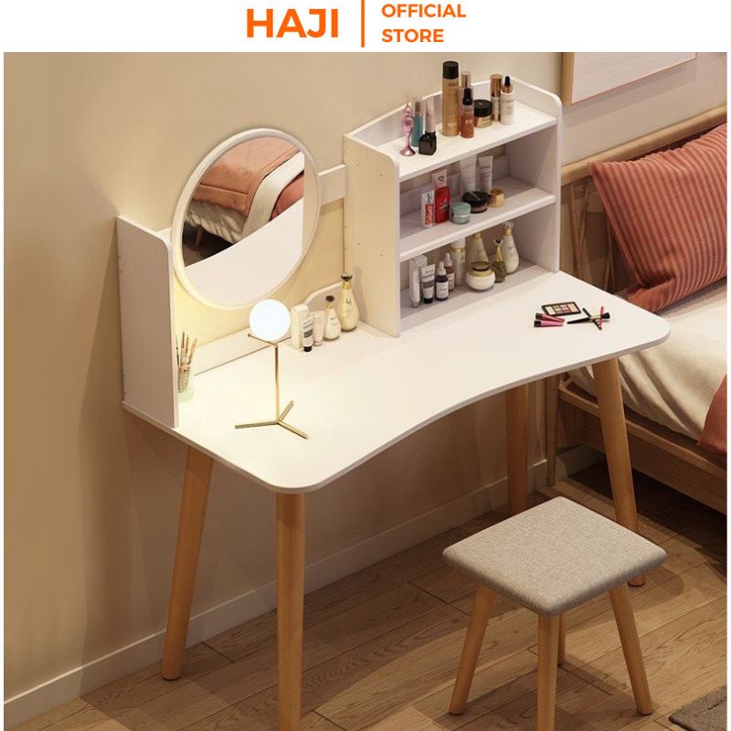 Bàn phấn chân cao giúp lưu trữ mỹ phẩm kèm gương tròn thương hiệu HAJI A84