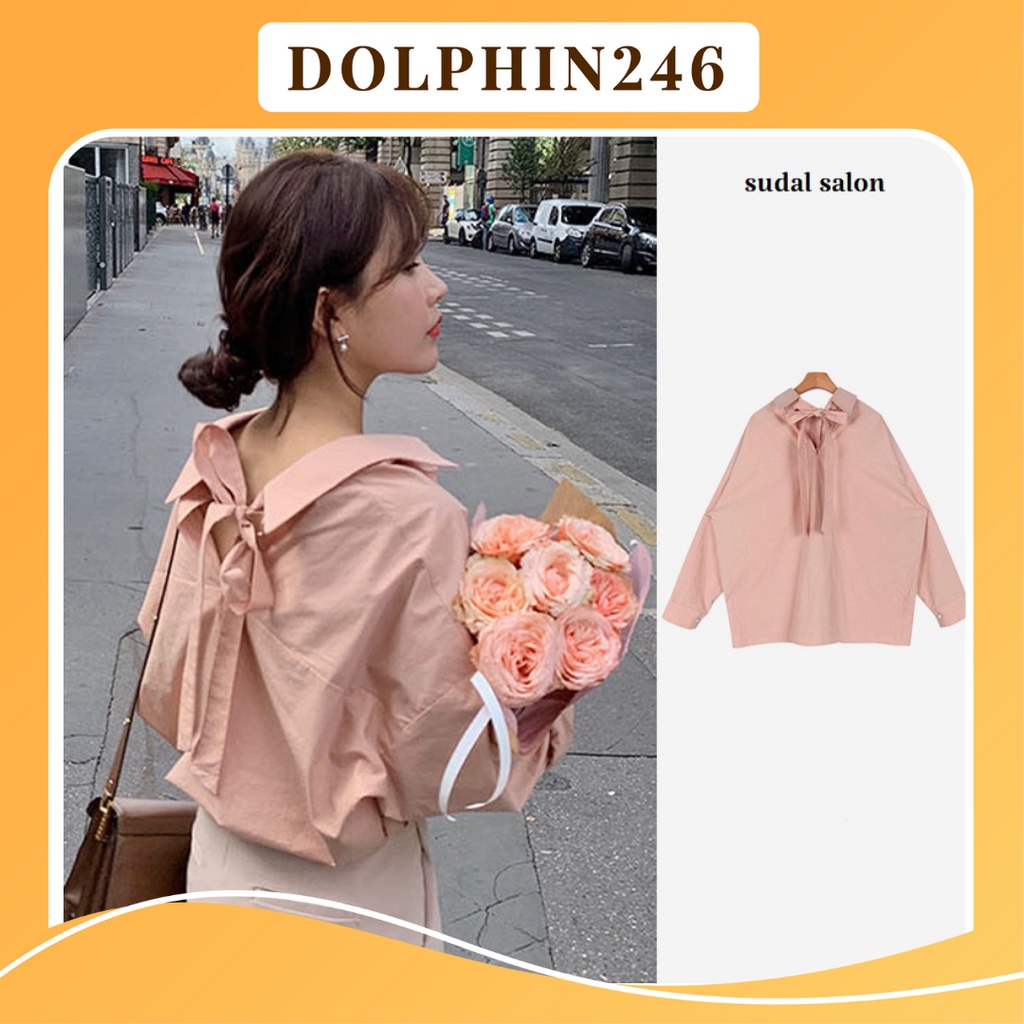 Áo sơ mi công sở nữ đẹp kiểu Hàn Quốc tay dài bánh bèo tiểu thư form rộng tay dài cao cấp hở lưng K5T5-1