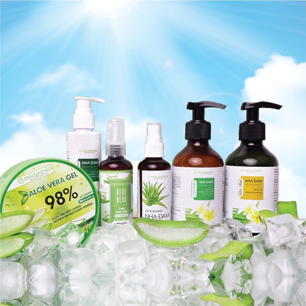 Xịt khoáng nha đam tươi dưỡng ẩm, dịu da phù hợp cho da khô MILAGANICS 100ml (chai)