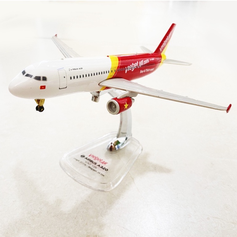 (Có Bánh Xe) Mô Hình Máy Bay Vietjet 20cm, Airbus A320 Sơn Theo Tiêu Chuẩn Máy Bay Thật, Mô Hình Tĩnh SX Việt Nam