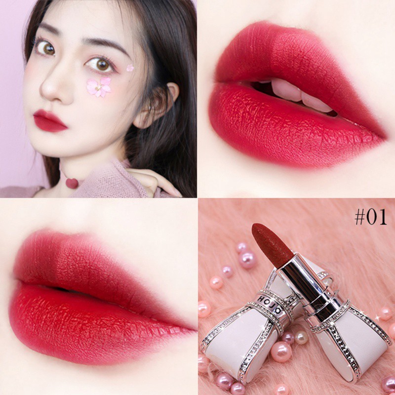 [Hàng mới về] Son lì HOJO chống thấm nước chống dính dễ lên màu thiết kế vỏ đính đá sang trọng