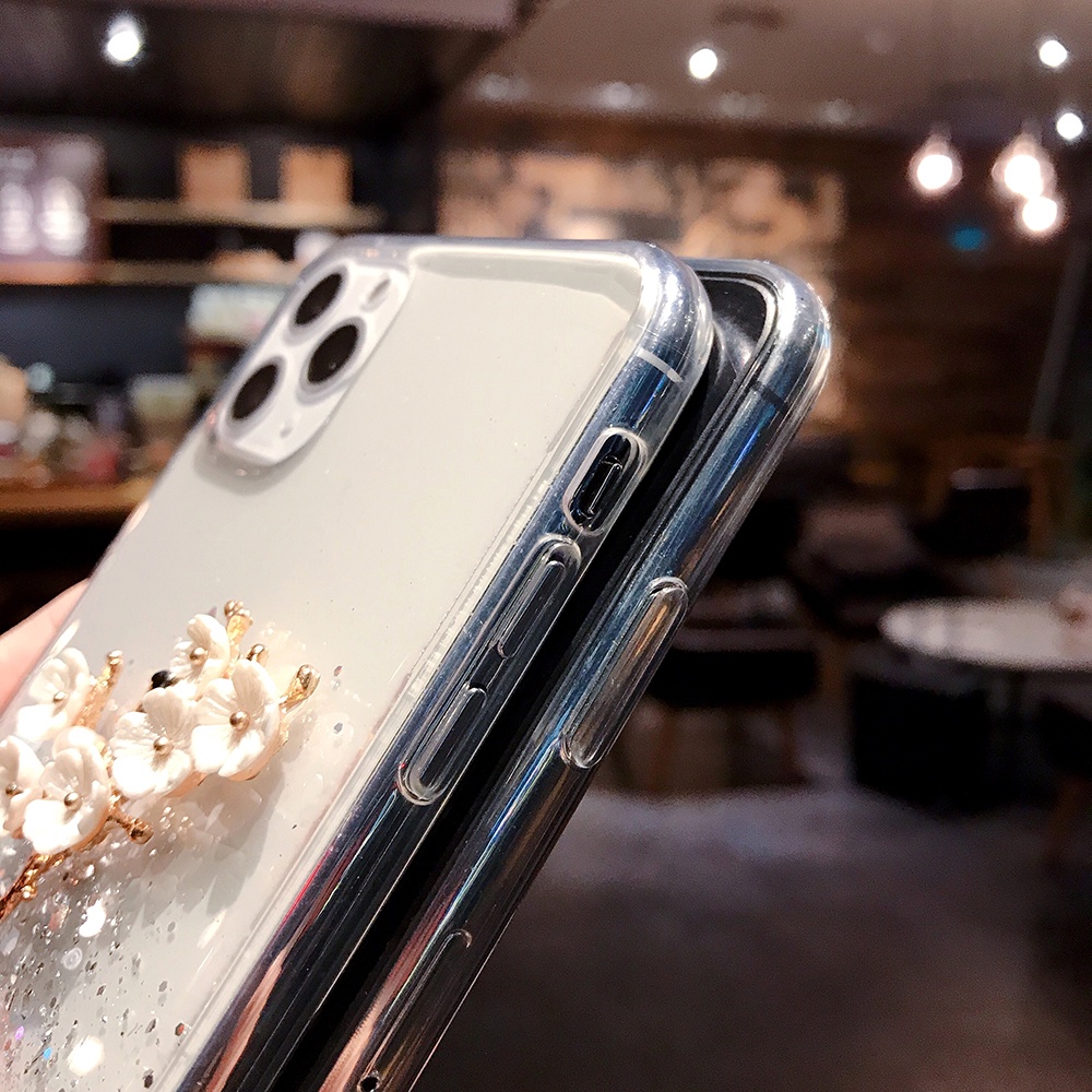 Ốp Điện Thoại Hình Hoa 3d Đính Pha Lê Lấp Lánh Gắn Dây Đeo Cho iphone 15 14 13 11 12 pro max 14 plus