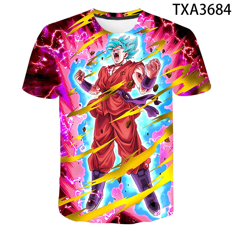 Áo Thun Tay Ngắn In Hình Goku Thời Trang Mùa Hè Cho Bé Trai Và Gái