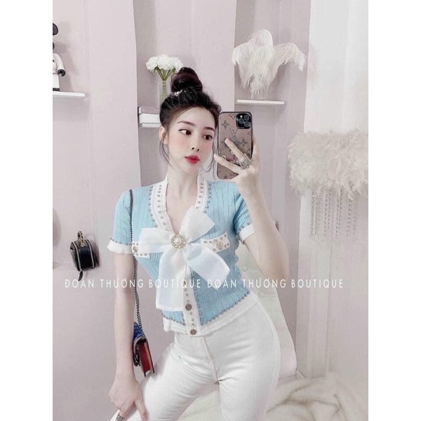 [ CÓ ẢNH THẬT + VIDEO TỰ QUAY ] Áo Điệu Có Nơ To Chất Len Hàng Quảng Châu Có 3 Màu Mix Đồ Cực Xinh Nha | BigBuy360 - bigbuy360.vn