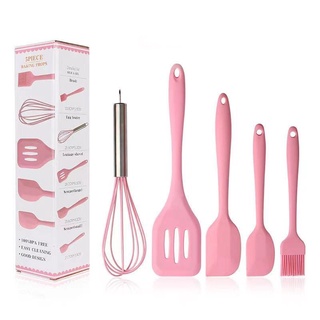 Bộ dụng cụ làm bánh / làm đồ ăn dặm cho bé, gồm 5 chi tiết, chất liệu silicon an toàn, chịu nhiệt từ -40 đến 230 độ C