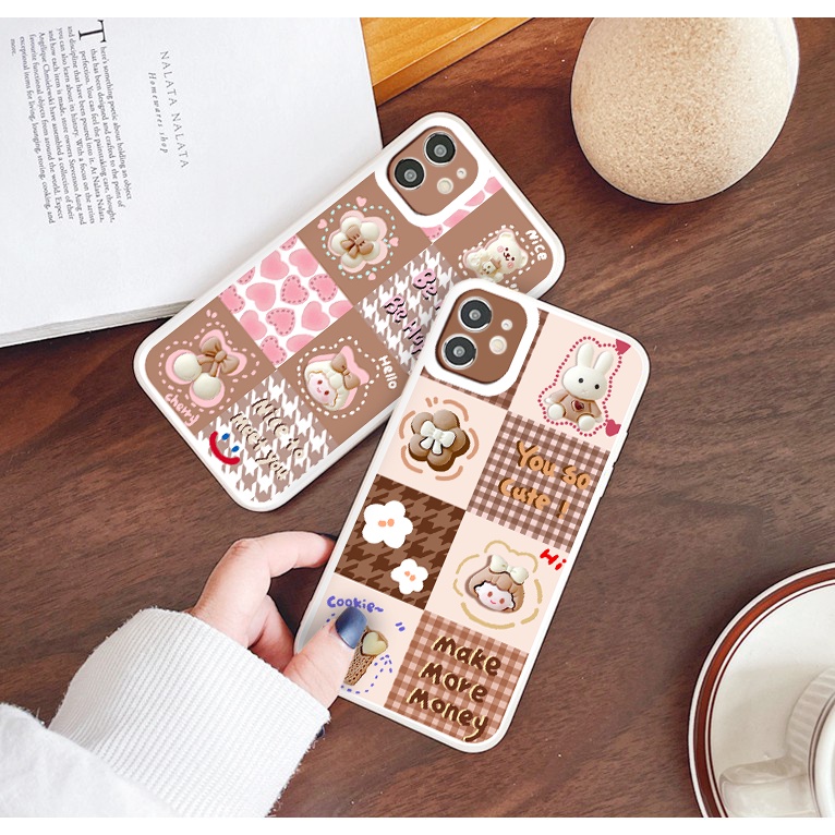 Ốp lưng Iphone Gấu Thỏ ốp lưng iphone cạnh vuông chống sốc ip 6 6plus 7 plus 8 x xr xsmax 11 promax 12 pro max g64