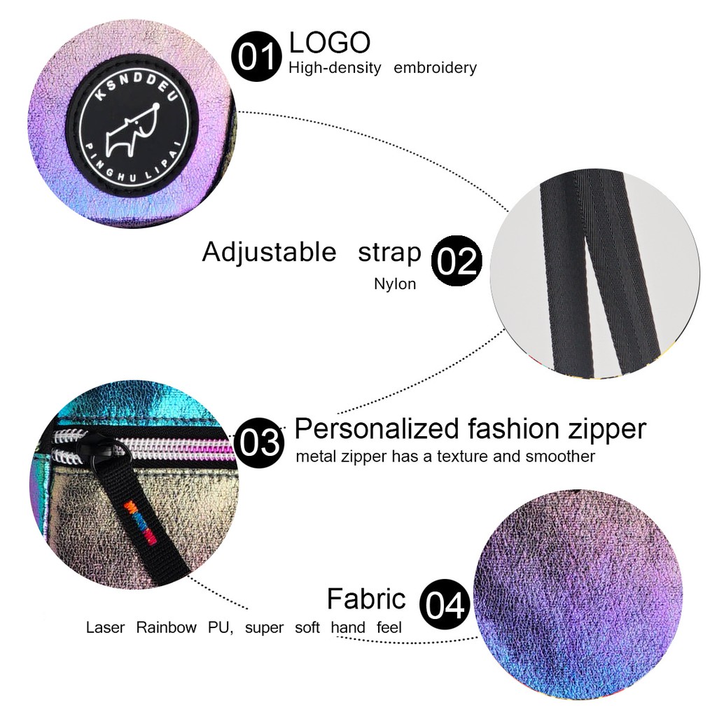 Túi Đeo Chéo Tích Hợp Đeo Hông Ksnddeu Mini Chất Liệu Da Pu Màu Cầu Vồng Thời Trang Hàng Ngày Cho Nữ