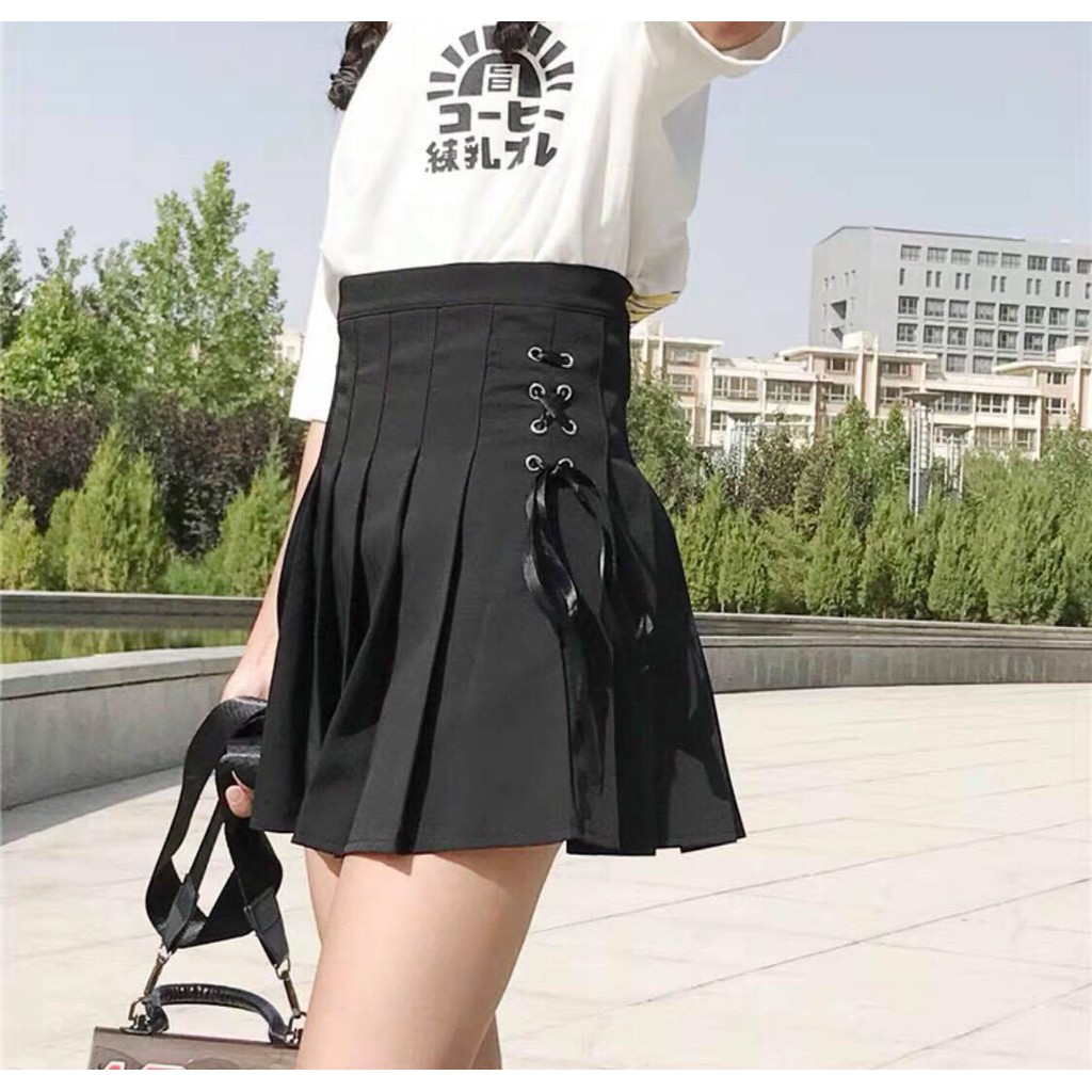 💢 Free Ship💢 Chân Váy Xếp Li Tennis Xỏ Dây 1 Bên Hông Trẻ Trung Chất Kaki Dày Dặn Tôn Dáng -C30 | BigBuy360 - bigbuy360.vn