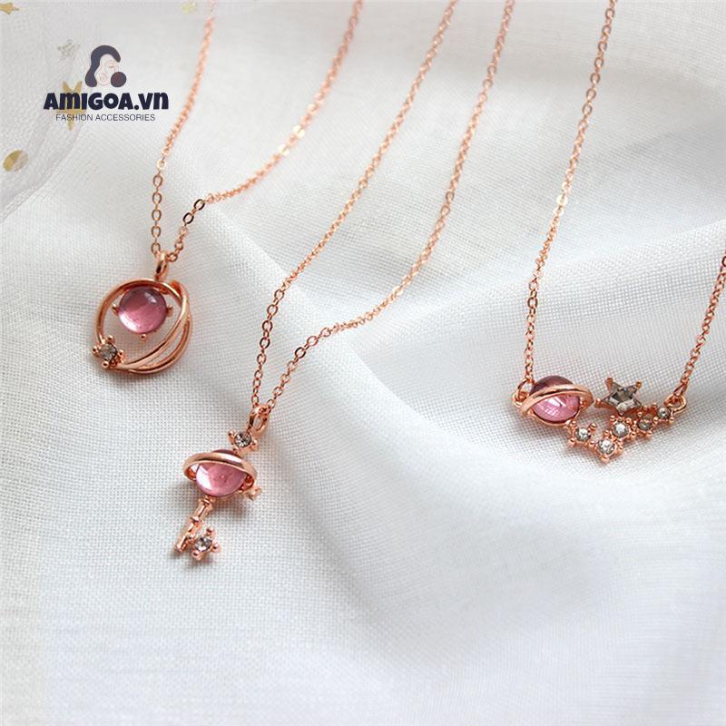 【amigoa.vn】Vòng cổ Hình Chìa Khóa Mắt Mèo Hành Tinh Đầy Sao Màu Sắc Rực Rỡ