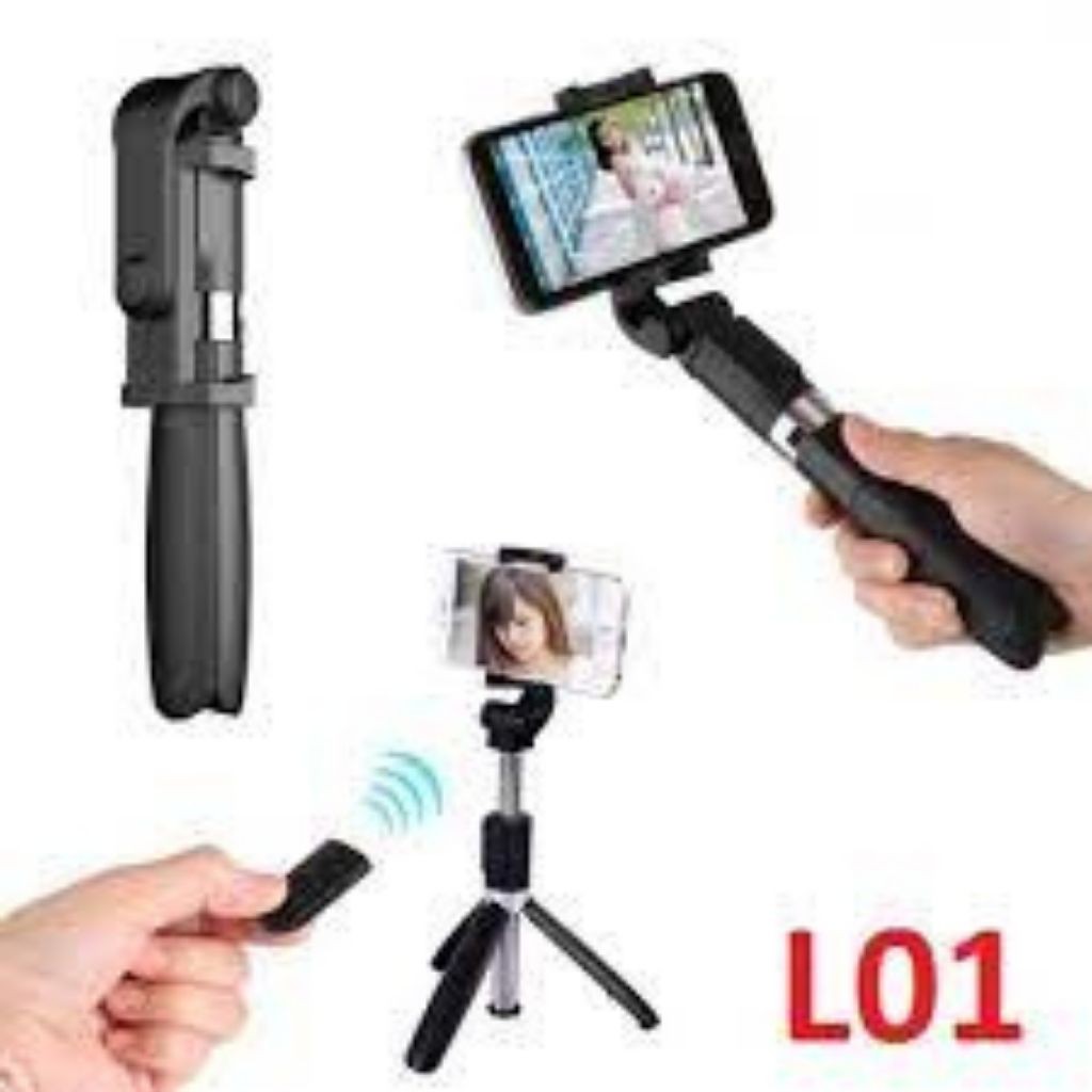 Gậy chụp hình Selfie  CAO CẤP  Gậy chụp hình Stick Tripod L01 Có 3 Chân Đỡ - Nút Bấm Bluetooh Hàng Cao Cấp