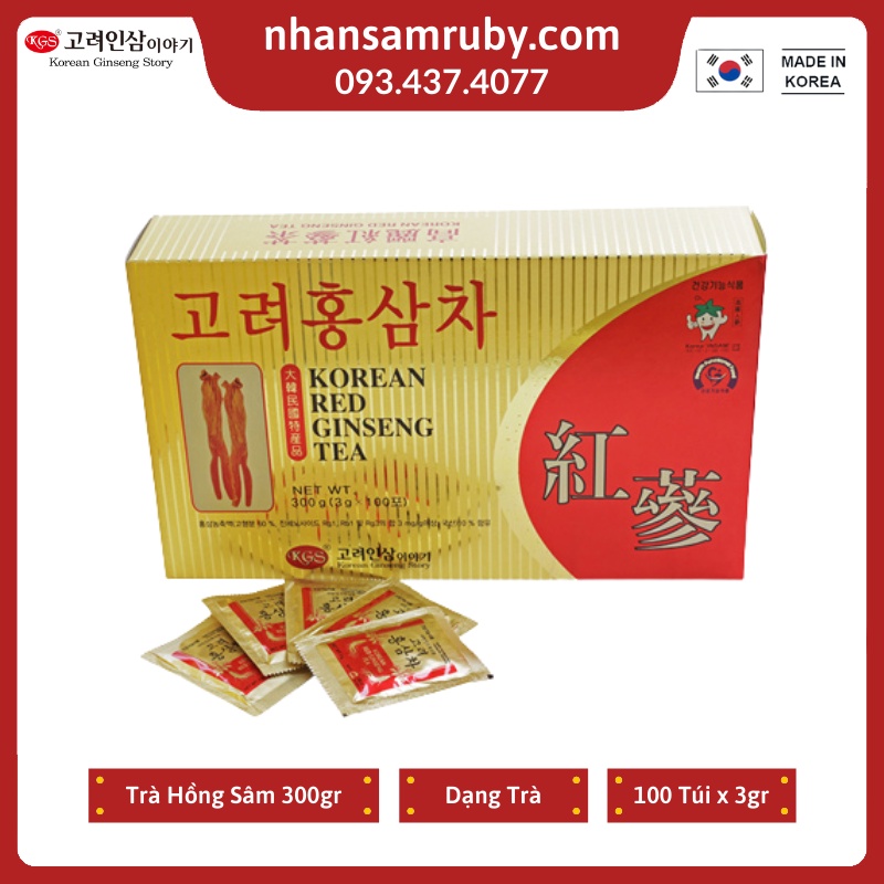 Trà Hồng Sâm Hàn Quốc KGS 300g  (3g x 100gói).